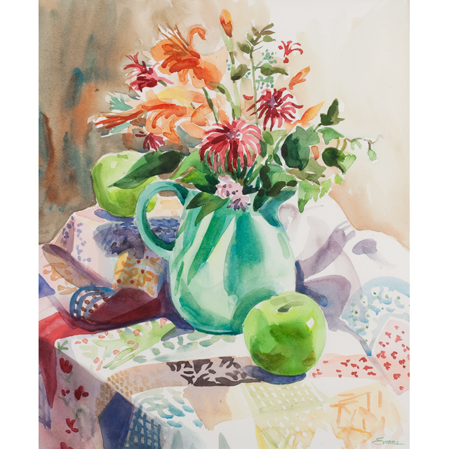 Quilt with Aqua Pitcher